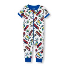 ชุดนอนเด็ก Baby And Toddler Boys Short Sleeve Transit Print Stretchie