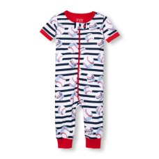 ชุดนอนเด็ก Baby And Toddler Boys Short Sleeve 'Dad's All-Star' Baseball Striped Stretchie