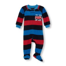 ชุดนอนเด็ก Baby And Toddler Boys Long Sleeve 'Built Tough Like Daddy' Striped Footed One-Piece Sleeper